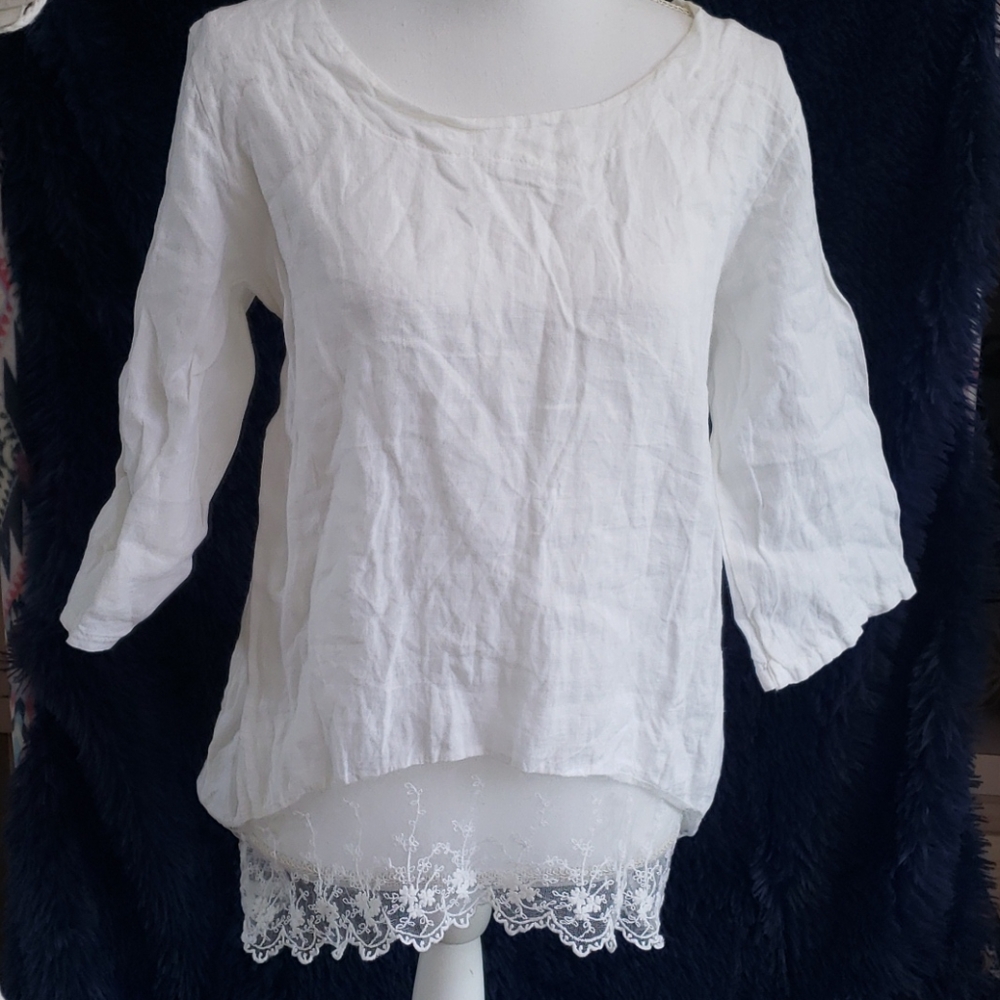 Linen and lace 3/4 slv